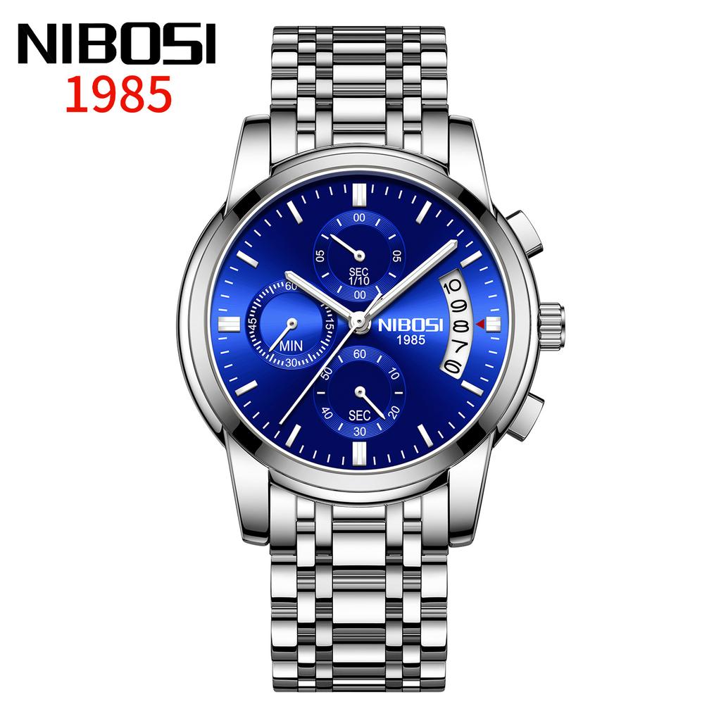 Часы NIBOSI Деловые мужские часы Многофункциональные шестиконтактные кварцевые часы