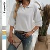 Vacation and Casual Style POLO Wool Shirt Women's Spring and Summer Lapel Long Sleeve Versatile Top