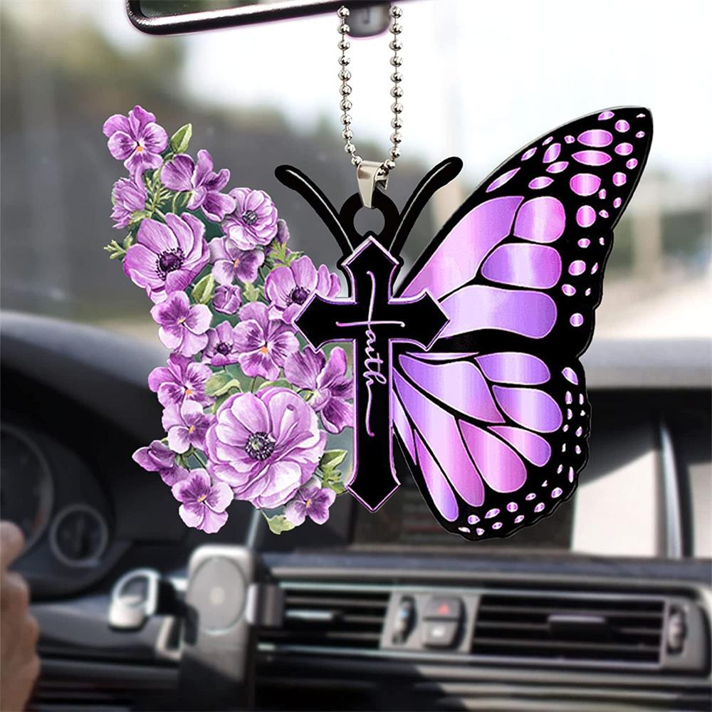 Car Pendant Stylish Personalized Style Car Interior Accessories Butterfly Cross Shape Design Widget Creative Do Not Fade Durable