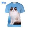 2024 Новые футболки с изображением животных Ragdoll Cat 3D, унисекс, повседневные футболки с коротким рукавом и принтом забавного котенка