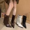 European and American Pointed Scalp Belt Buckle Stiletto Heel Trouser Boots Women's 2025 New Slimming and Spicy Fashion Boots