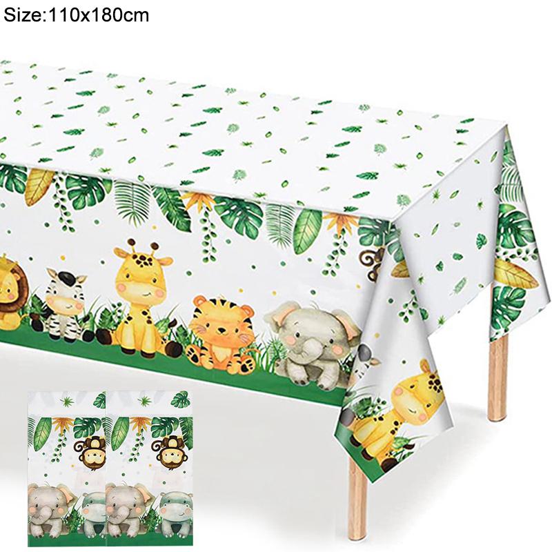 Посуда для дня рождения в стиле джунглей, украшение для вечеринки по случаю дня рождения, скатерть, тарелка, чашка, сафари на дикую природу, товары для первого дня рождения детей