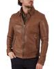 AL KHALID Men's Leather Jacket Brown Genuine Lambskin Leather Jacket Motorcycle Stylish