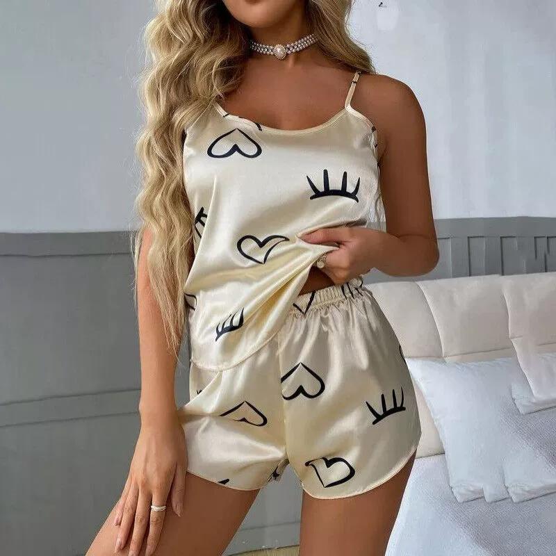 Women Summer Pajama Set Camisole Top and Shorts Casual Loungewear