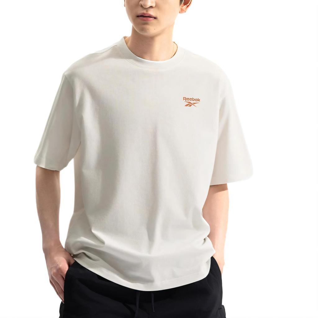 Reebok Модная Удобная Универсальная Повседневная Свободная Футболка с Круглым Вырезом и Коротким Рукавом Унисекс Топы Белый 24SRM429UGW1