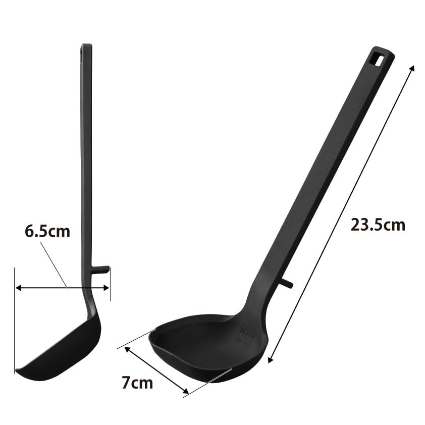 Силиконовый половник Yamazaki Tower, Маленький, Черный, Ш7 x Г6,5 x В23,5 см, Можно мыть в посудомоечной машине, Плавающий кончик для чистого зачерпывания, Маленький размер, 1601