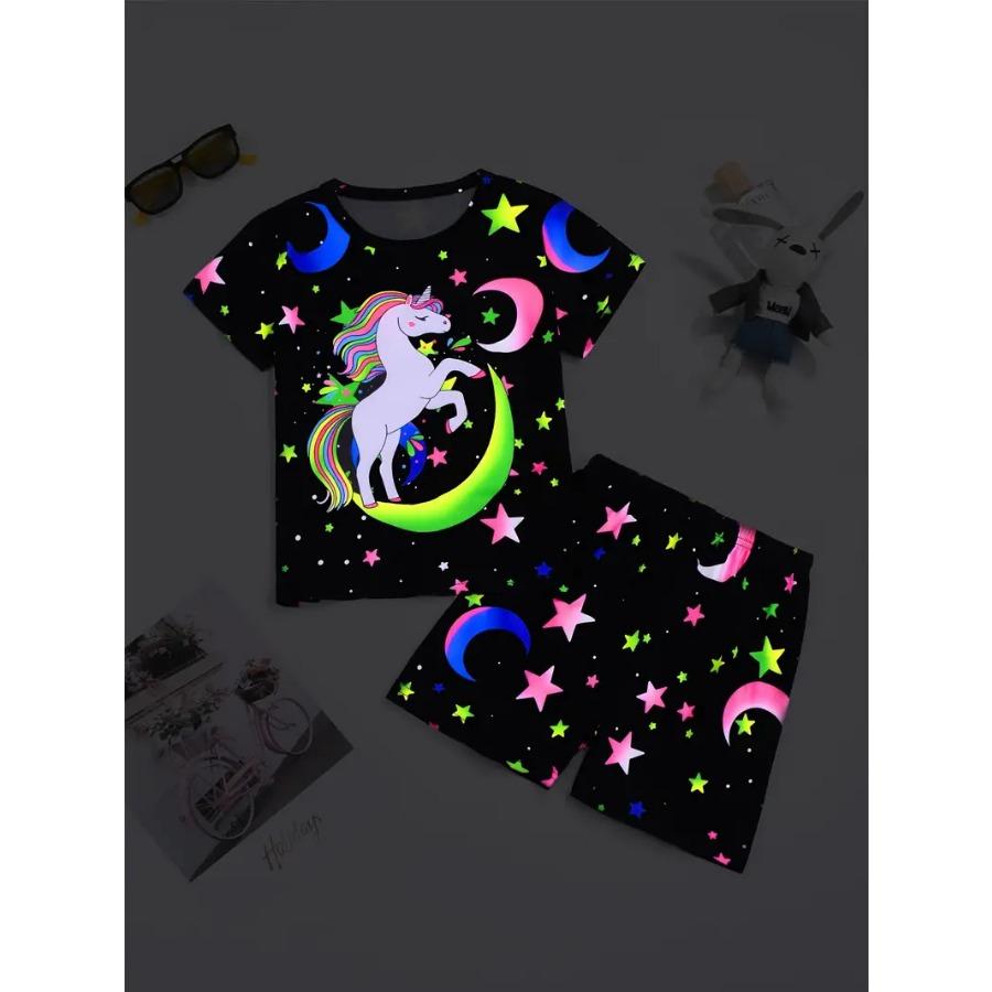 Повседневный комплект для девочек, летние модные шорты с короткими рукавами и принтом в виде бабочек, комплекты одежды для девочек