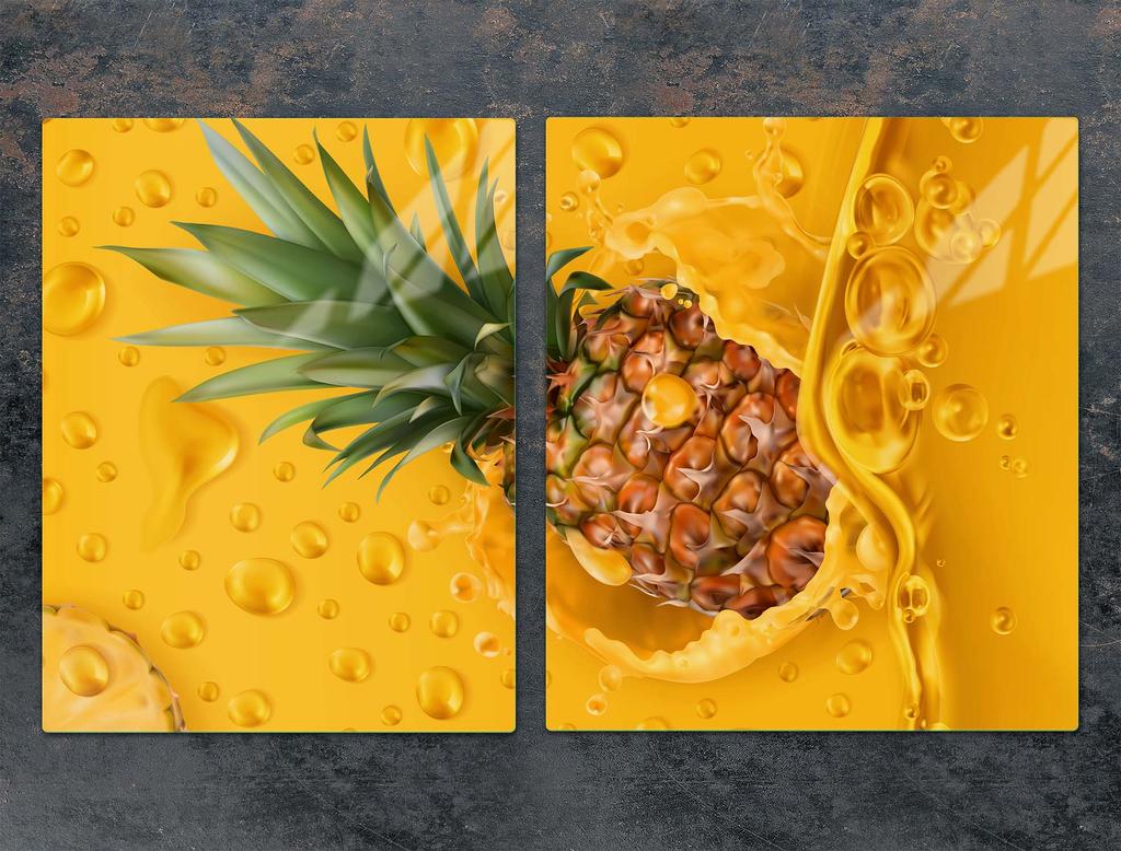 SZKLANA PŁYTA OCHRONNA NA KUCHENKĘ 85x52 ANANAS