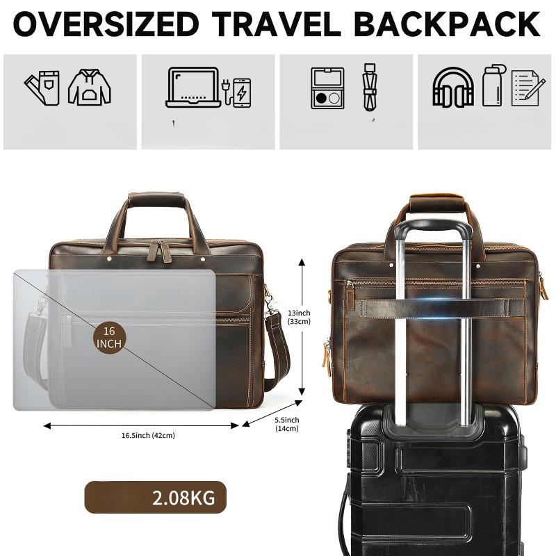 Мужская сумка для деловых поездок, портфель в стиле ретро, большая вместимость, мужская сумка для компьютера из коровьей кожи