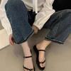 Flat Bottom Simple and Versatile Small Sandals Outside Women's Shoes Spring and Summer 2025 New Retro Belt Buckle Roman Sandals