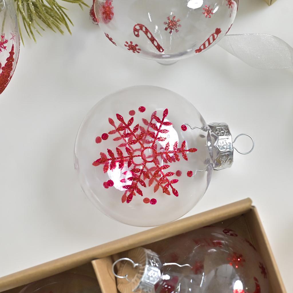 9pcs Christmas Ball Pendants Transparent Pet Special-shaped Christmas Ball Decoration Pendants Christmas Party Snowflake Elk Christmas Tree Ornaments