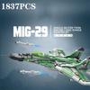 1837 шт. Истребитель МиГ-29 Конструктор Сделай сам Военный истребитель Модель Сборные кирпичики Настольное украшение Праздничные подарки Детские игрушки