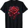 Beautiful Red Rose Flower Dripping Petals Art Design T-Shirt