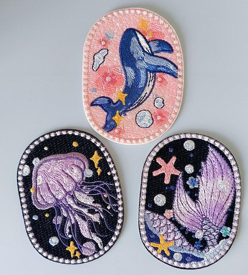 Мультяшная вышитая термонаклейка с морским животным для джинсов, сумок и DIY-ремонта