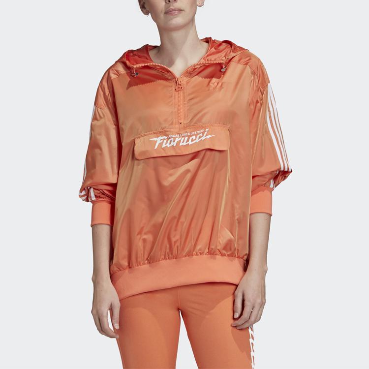 adidas Оригиналы X Fiorucci Коллаборация Ветровка с капюшоном на молнии до середины груди Женские куртки Кораллово-розовый FL4137