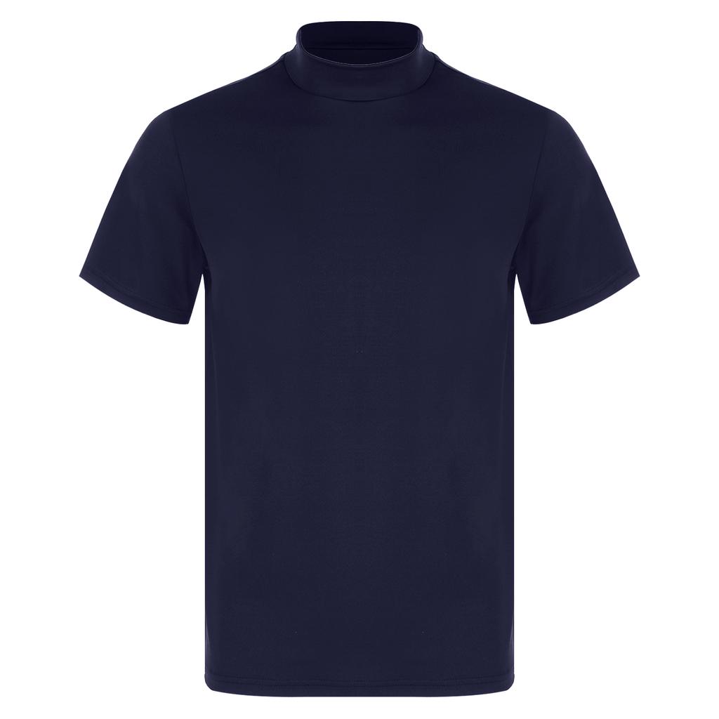 Mens Mock Neck Short Sleeve T Shirt Casual Solid Color Slim Fit Tee Top Undershirt Basic Wear