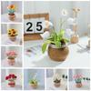 Handmade Woolen Yarn Flowers Crochet Knitting Kit No Finish Tulip Potted Flower  Desktop Ornament