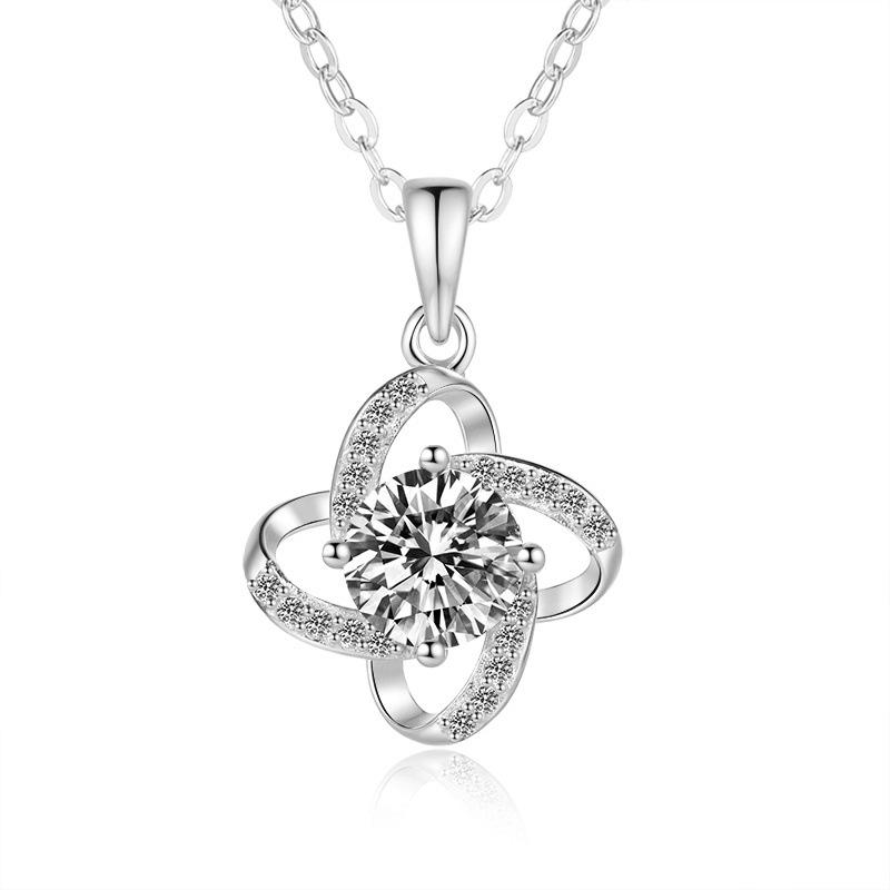 S925 Sterling Silver Necklace Women's Fashion Temperament Versatile Clover Windmill Pendant Premium Clavicle Chain