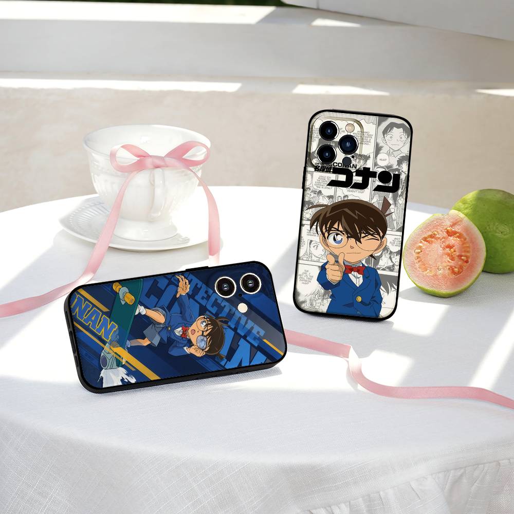 Чехол для телефона D-Detective C-Conan Для IPhone 1716 15 14 13 Pro Max 11 12 Mini X Xs XR Черный Силиконовый Чехол