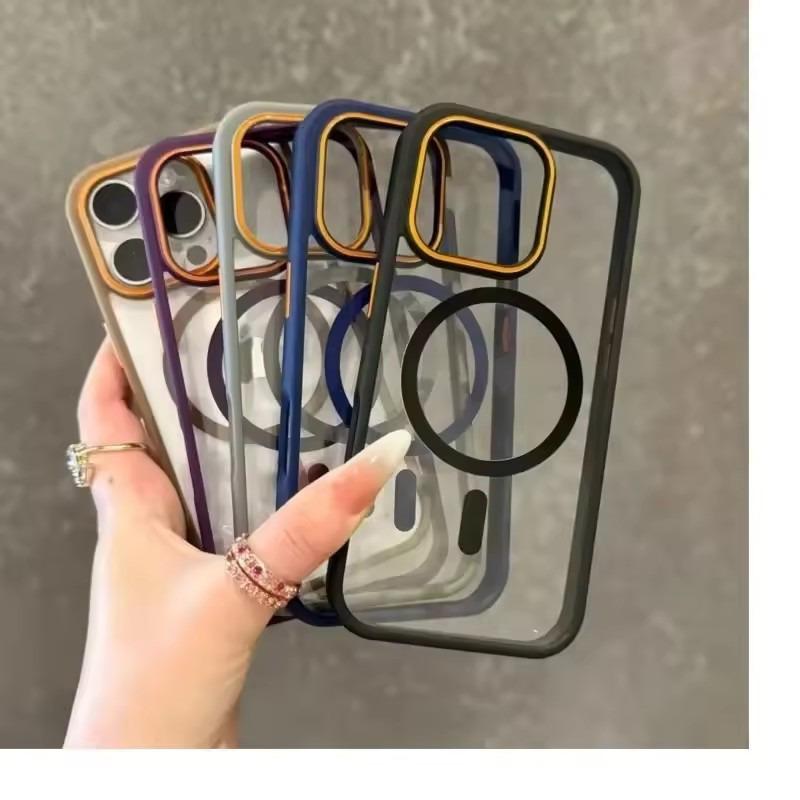 Luxury Transparent MagSafe Case for iPhone 16/15/14 Plus/13/12/11 Pro Max | Color Bumper, Shockproof & Wireless Charging Cover
