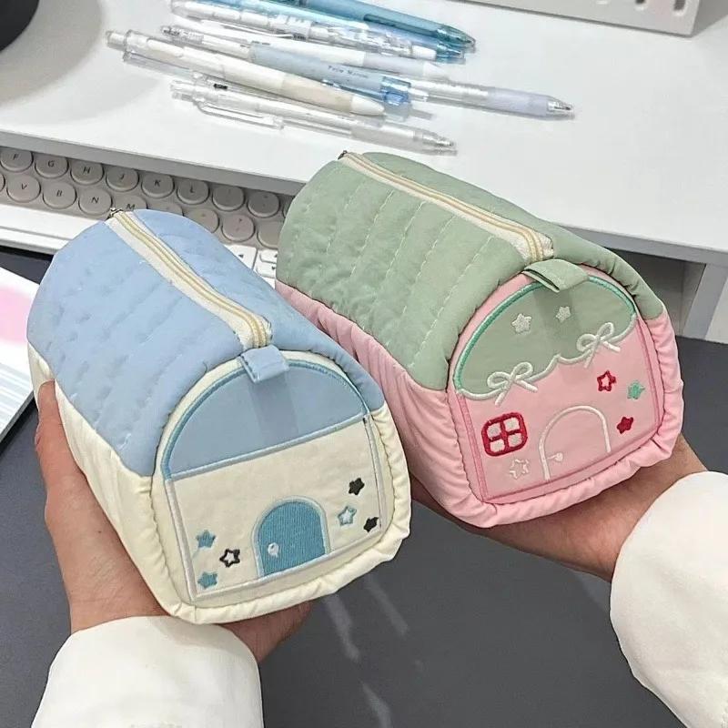 Cute House Pen Bag Large Capacity Storage Stationery Stationery Box Student Pen Bag Korean Stationery Pencil Case Pencil Pouch