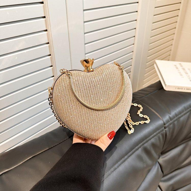 2025baga Dinner Bag High-end Sweet Love Small Bag Women's Bag Versatile Chain Handbag Shoulder Crossbody Bag
