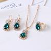 3Pcs/Set Women Water Drop Bright Alloy Rhinestone Pendant Necklace Earrings Ring Jewelry Set for Valentine Day