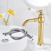 Tuqiu Gold Bathroom Faucet Total Brass Chrome Basin Faucet Cold And Hot Water Mixer Sink Tap Single Handle Deck Mounted Sink Tap