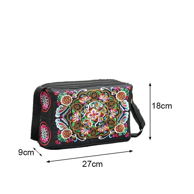 Yogodlns Сумка на плечо Юньнань, сумка с вышивкой в ​​этническом стиле, сумка через плечо, женская сумка, увеличенная тканевая сумка на три молнии, большая вместительная квадратная сумка