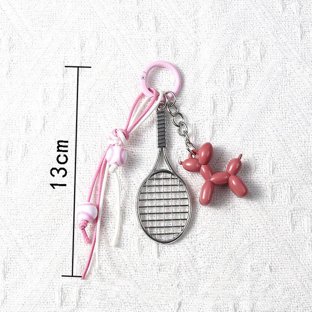 Zinc Zinc Alloy Badminton Keychain Badminton Shape Tennis Racket Rope Keychain  Backpack Decoration