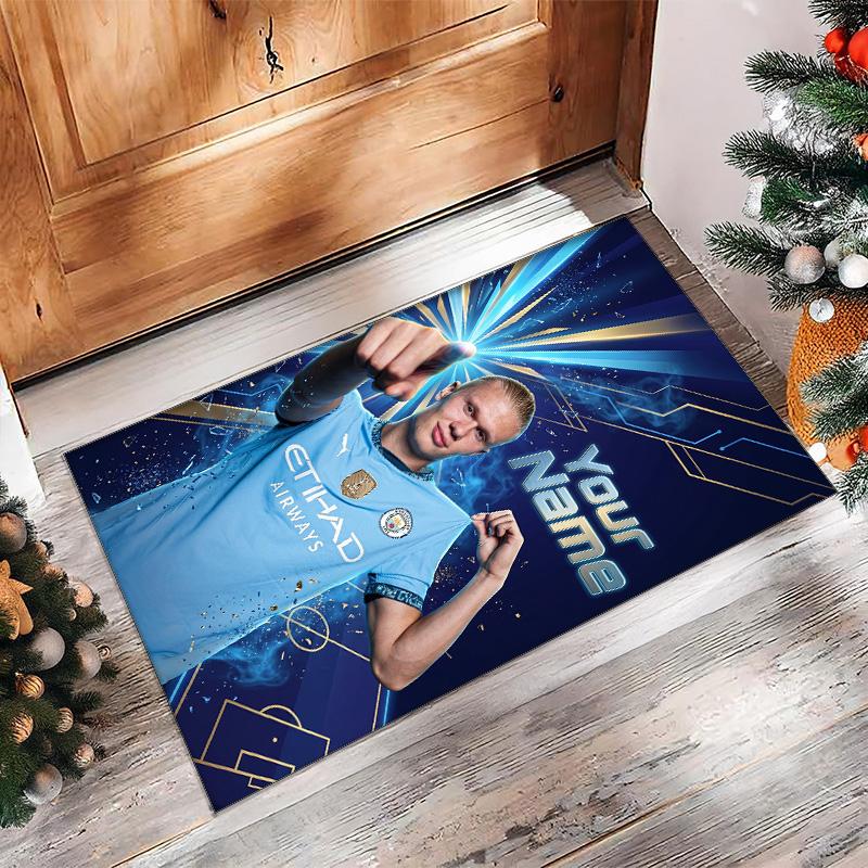 Erling Haaland Printed Crystal Velvet Rug Non‑Slip Crystal Velvet Carpet For Sofa Bedroom Indoor Home Decoration