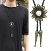 Sun Shape Stone Cowboy Bolo Tie Western Braided Artificial Leather Rope Necktie Jewelry Shirt Chain American Necklace