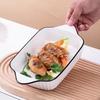 2 Piece Rectangular Double Handle Ceramic Baking Tray Strip Pattern Cheese Risotto Baking Dish  Oven