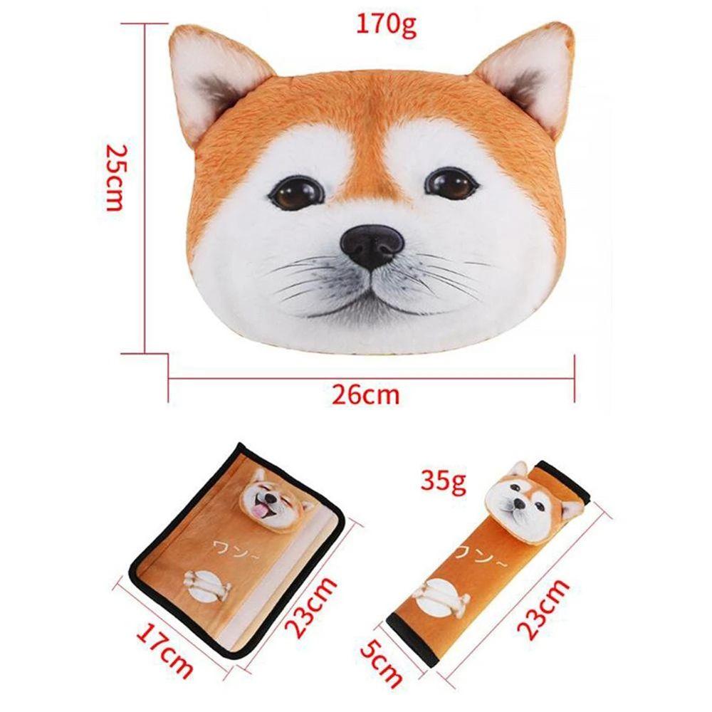 Милая подушка-поддержка для сиденья, накладка на плечо ремня безопасности с мордочкой собаки, подголовник для автомобиля, подушка для шеи, собака, кошка