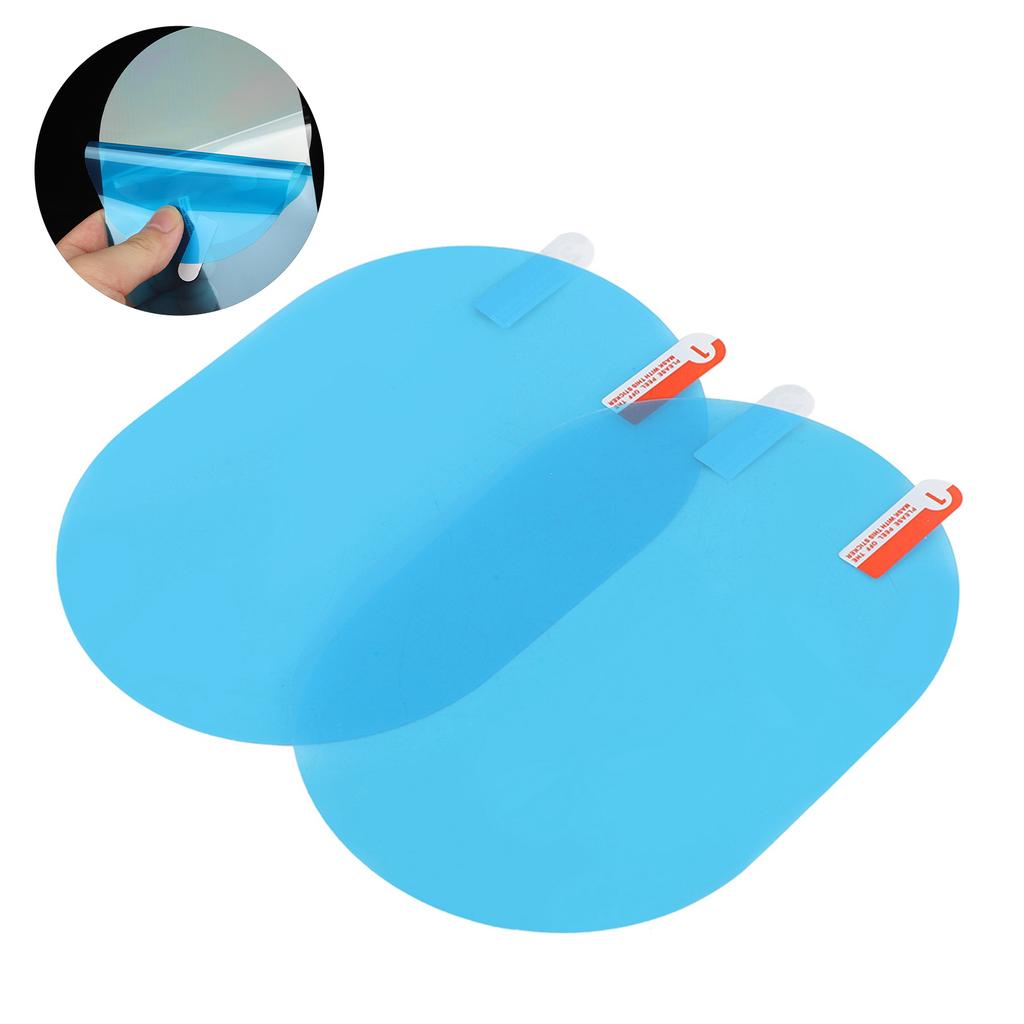 Car Rearview Mirror Rain Protective Film Anti Fog Rainproof Sticker 100x145mm Oval Blue