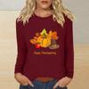 Happy Thanksgiving Stylish Pumpkin Pattern Long Sleeve Top 2024 Women’s Autumn Crew Neck Shirt Gift