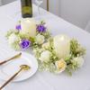 Artificial Rose Candle Ring Pillar Candles Greenery Flower Wreath Seasonal Candle Ring for Wedding Centerpiece Holiday Decor