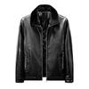 Large Size Leather Jacket Men's Fleece Leather Jacket Pu Men's Leather Jacket Autumn and Winter Casual Jacket