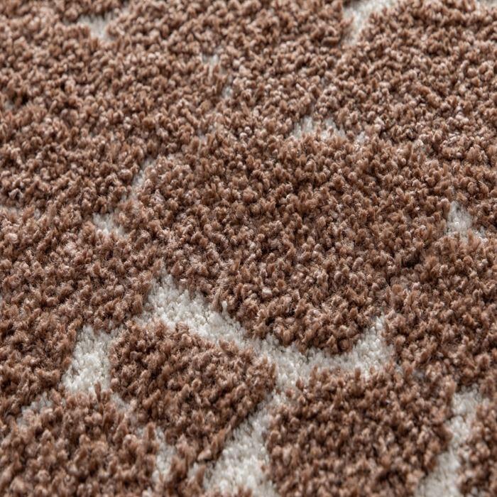 Tapis - THE DECO FACTORY - MOKA - 160x230 cm - Velours 30 mm - Motif galets marron écru (3D high-low)