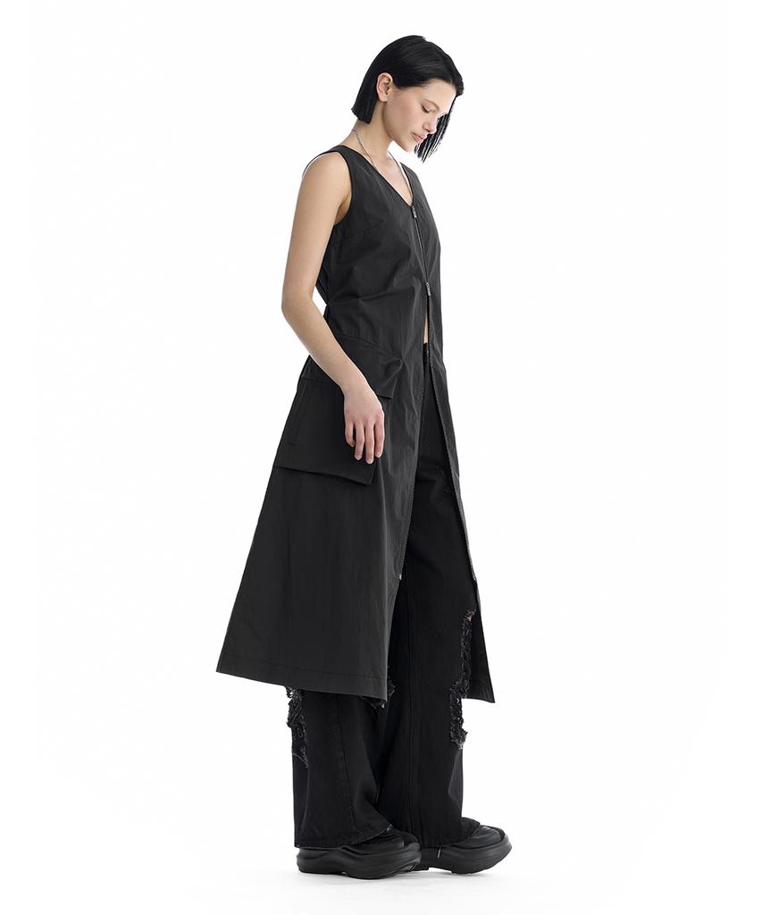 Teulimingbeodeu Cargo Sleeveless Long Dress [ Black ]