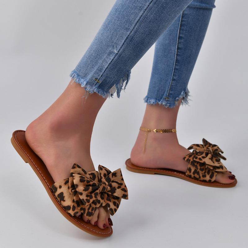 Bow-shaped One-line Slippers, Women's Lightweight Flat Shoes Vacation Beach Flip-flops