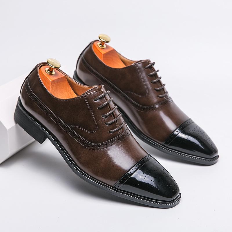 Модные мужские броги Four Seasons Formal Brogues, дышащие, повседневные, осветляющие, мужские туфли, кожаные туфли для парикмахеров, свадебные туфли D484