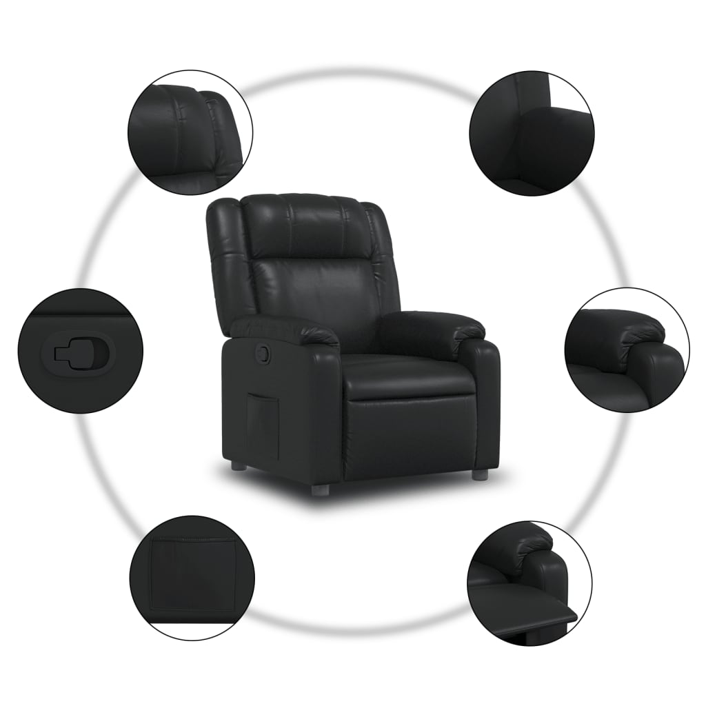 Recliner Chair Black Artificial Leather
