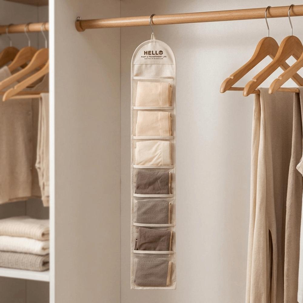 7 Grid Underwear Storage Bag Wall-mounted Hair Accessory Bag Space Saving Hanging Bag Organizer