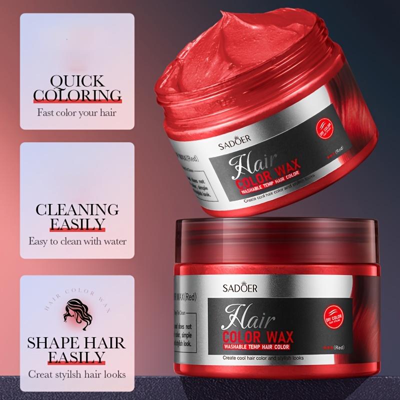 SADOER Воск для окрашивания волос - Яркий красный, Быстросохнущий и Легко поддающийся укладке финиш, Мелкая текстура для аккуратной укладки, Легко смывается, Увлажняющий воск для волос