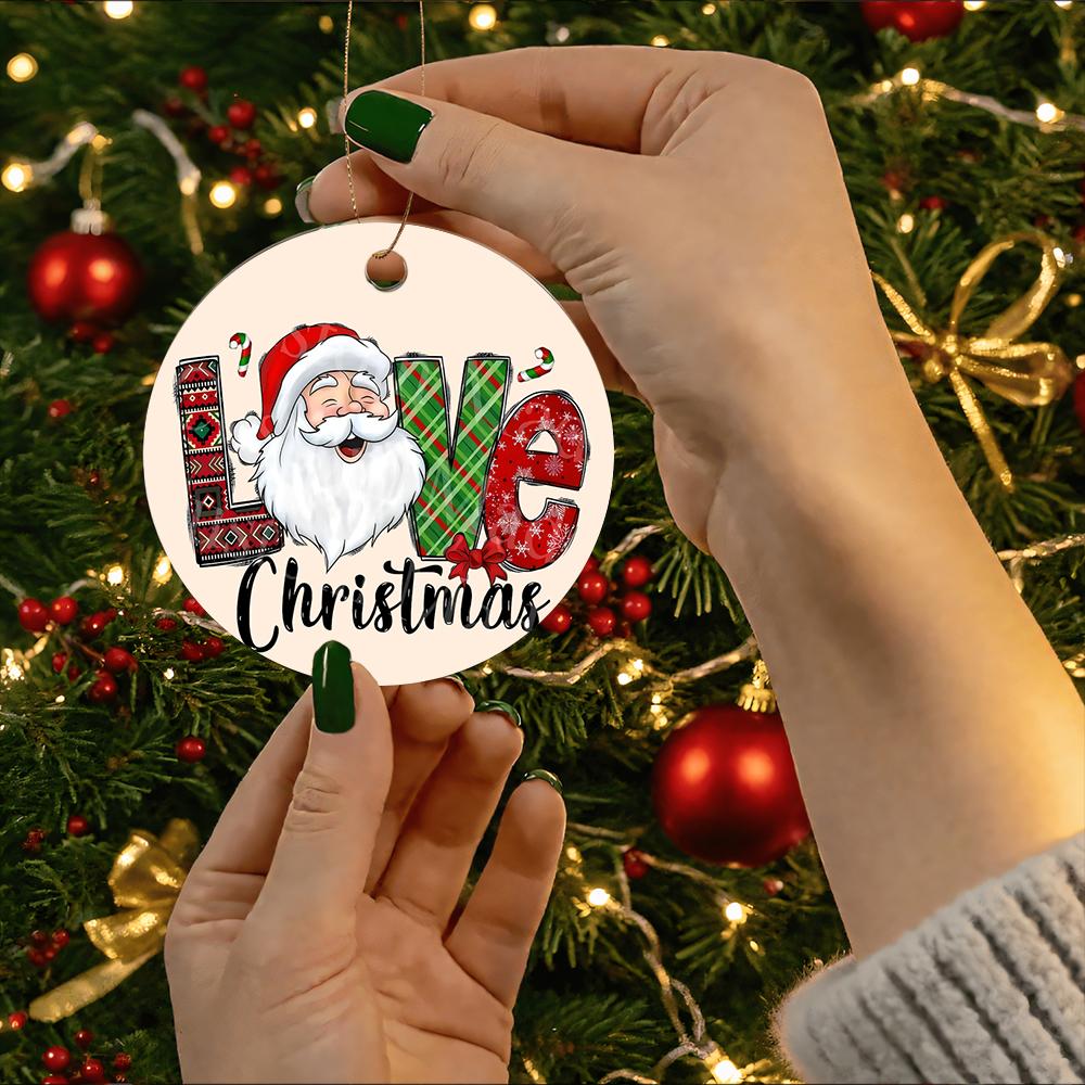 Santa Claus Love print festive gift Acrylic Christmas Tree Ornament holiday home hanging decor xmas tree party supplies hanging decorations