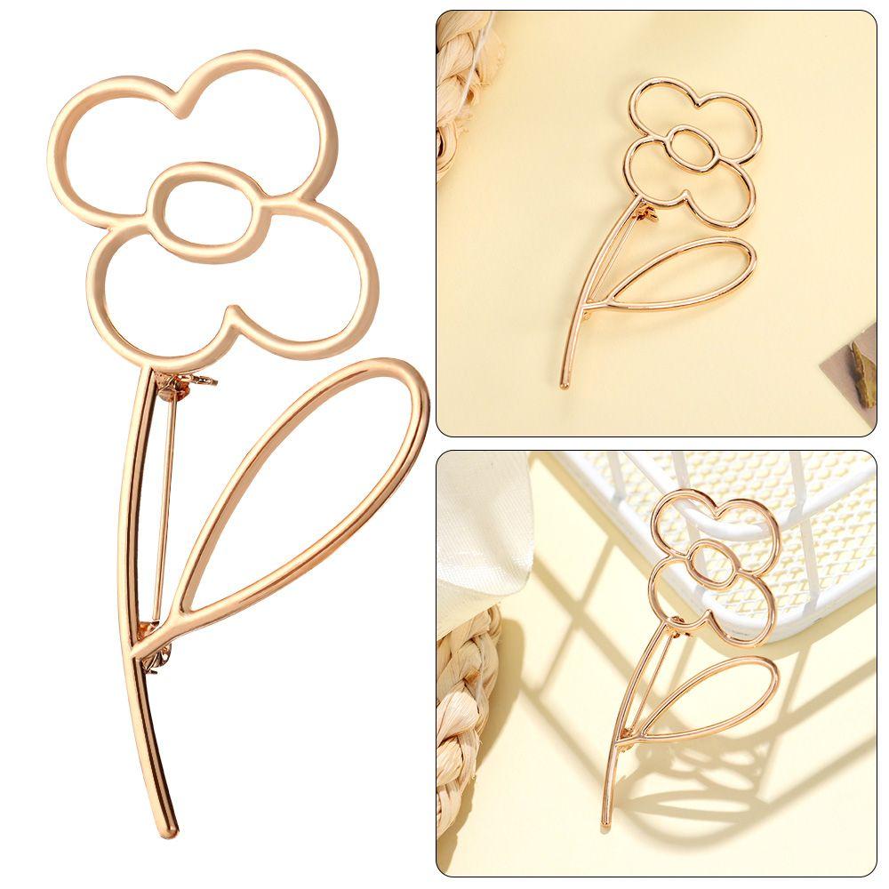 Lapel Simple Pin Scarf Buckle Fashion Flower Brooch Alloy Hollow