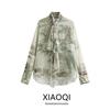 24 Spring New Arrival Fashion Style Women's Clothing Casual Loose Bowknot Decoration Print Shirt Tops 2356008 330