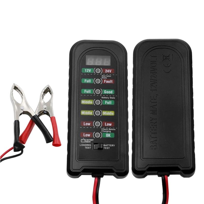 12V 24V Car Battery Tester Fault Detector Diagnostic Tools LED Indication Battery Checker for MotorcycleTruck Portable
