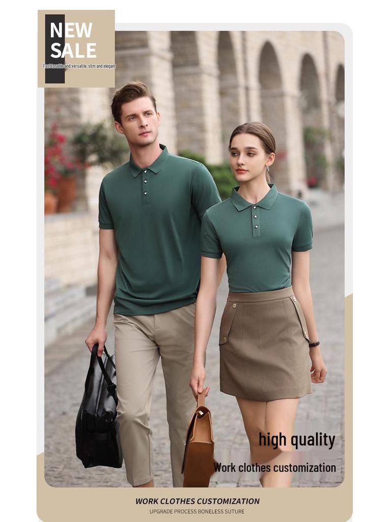 Поло с коротким рукавом из ледяного шелка с вышивкой на заказ - Униформа для бизнес-команды с отложным воротником.